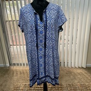Land’s End Blue & White Dress Size XL